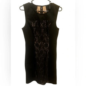 BCBG Maxazria Women’s Sleeveless Black Lace Sheath Center Dress Sz M